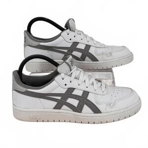 ASICS Japan Shoes Mens Size 6.5 White Gray Low Top Leather Casual Sneakers